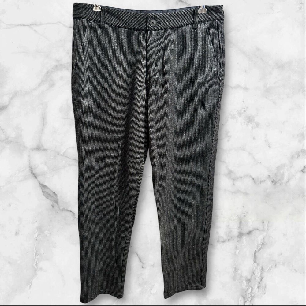 BETABRAND Men's Dress Pant Sweatpants 34x34 (36x33)  Gray Black Stripe‎ Fleece